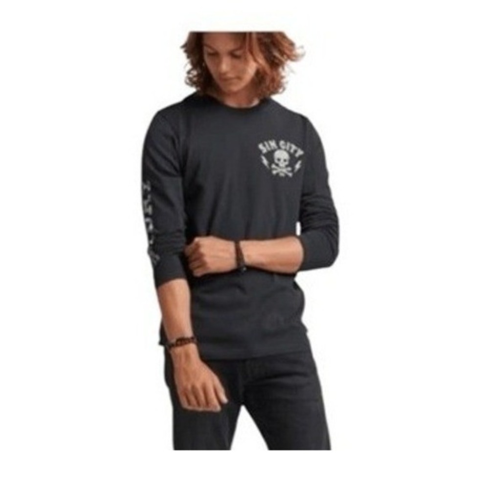 Superdry Vintage Blackout Relaxed Fit Graphic Tee Crewneck Long Sleeve L